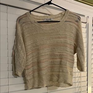 Forever 21 Cream and Pink Striped Sweater
